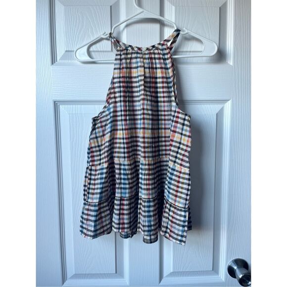 Loft Tank Top Bouse XS Women's Yellow Red Black Plaid NEW Oversized - Picture 4 of 4